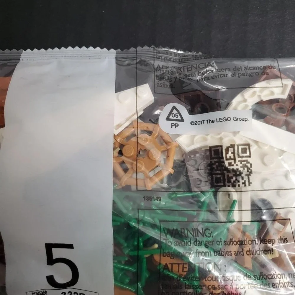 Lego‎ Replacement Pieces Sealed Bag #5 Brown, White, Leaves Bricks 2017 - 332R4